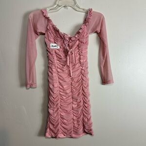 Fashion nova small like new mini dress shear sleeves pink preowned